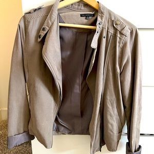 Staccato Taupe Lightweight Faux Suede Satin Lined Moto
Jacket